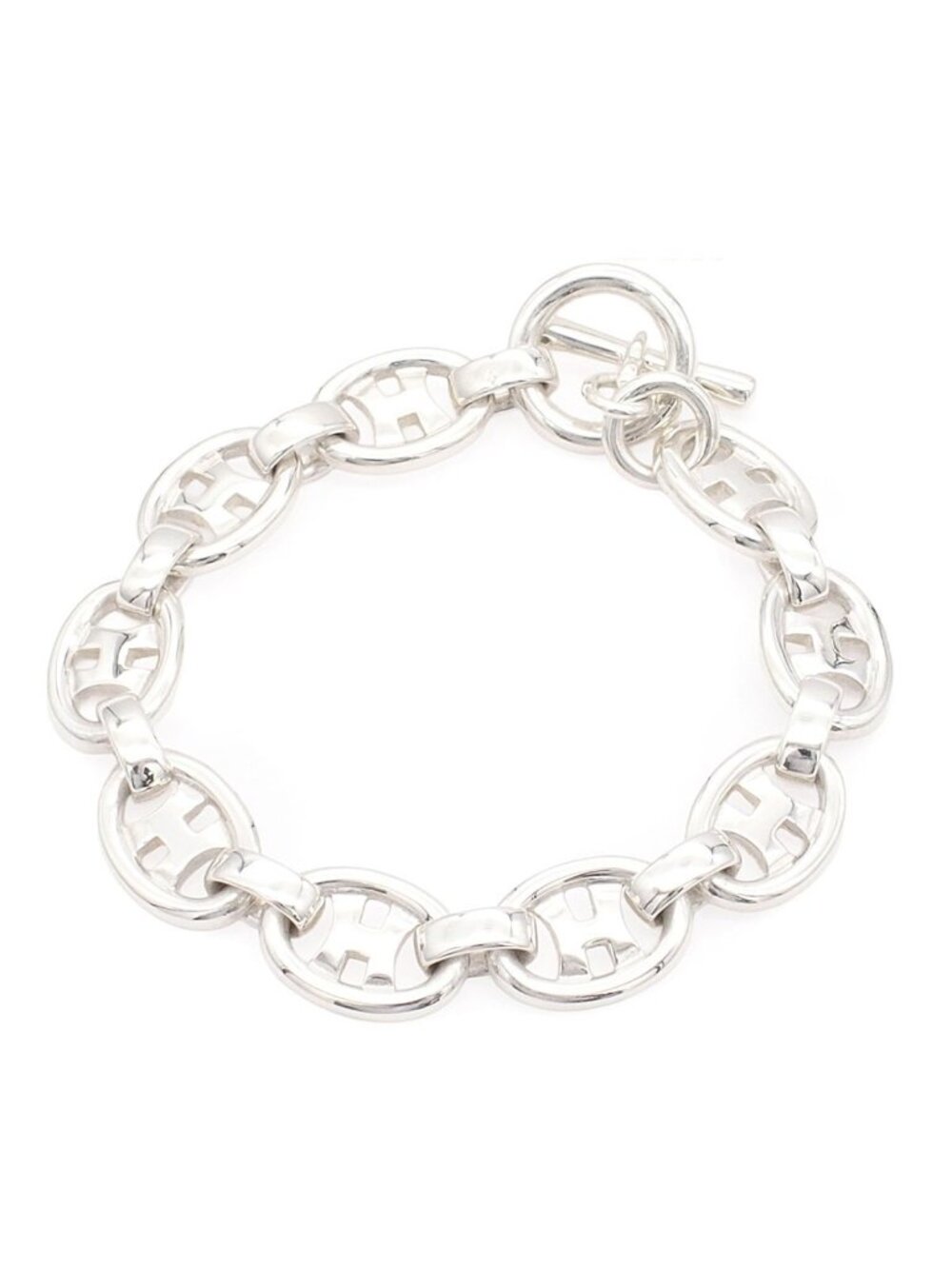 Hermes H Logo Bracelet Silver H Motif Vintage